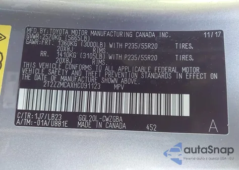 2017 Lexus Rx 350 z USA, uszkodzony, nr VIN 2T2ZZMCAXHC091123